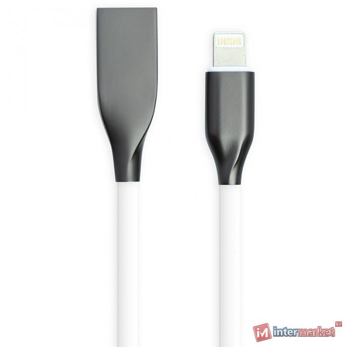 Кабель PowerPlant USB - Lightning, 2м, силикон, белый